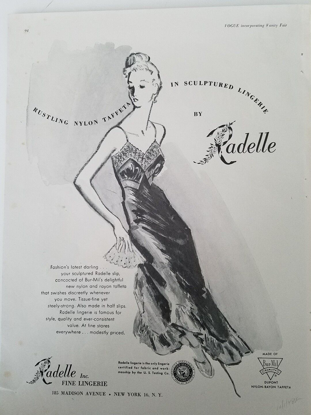 1948 Radelle fine women's lingerie taffeta slip folding fan ad
