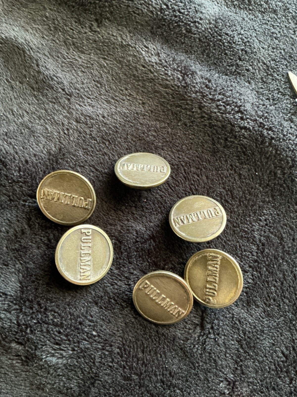 Vintage Railroad Pullman button st 6 pieces
