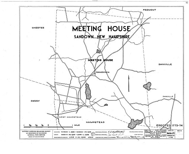 Photo:Sandown New Hampshire Meeting House 1774 Town Meetings HABS