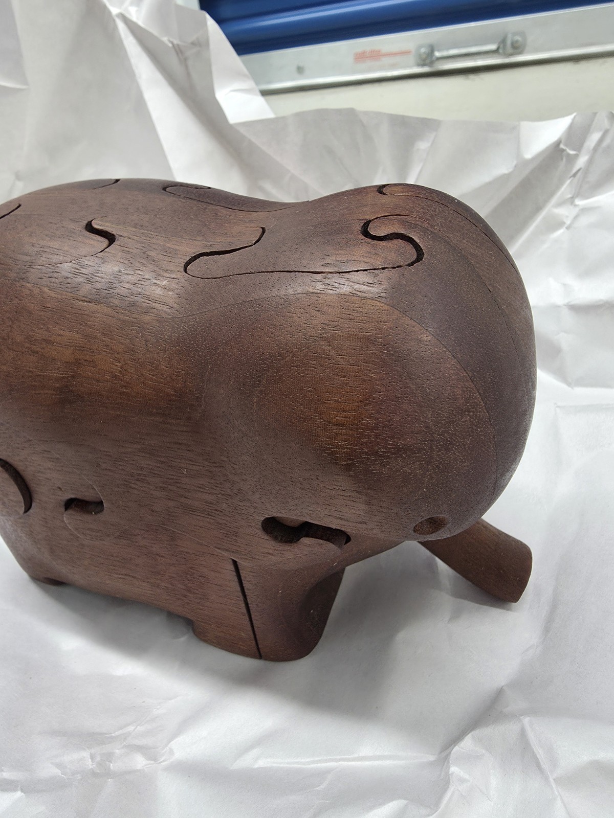 Vintage DEBORAH D. BUMP Wood PUZZLE 7-p. Elephant Mahogany Rare 1978 Eames Vintage DEBORAH D. BUMP Wood PUZZLE 7-p. Elephant Mahogany Rare 1978 Eames