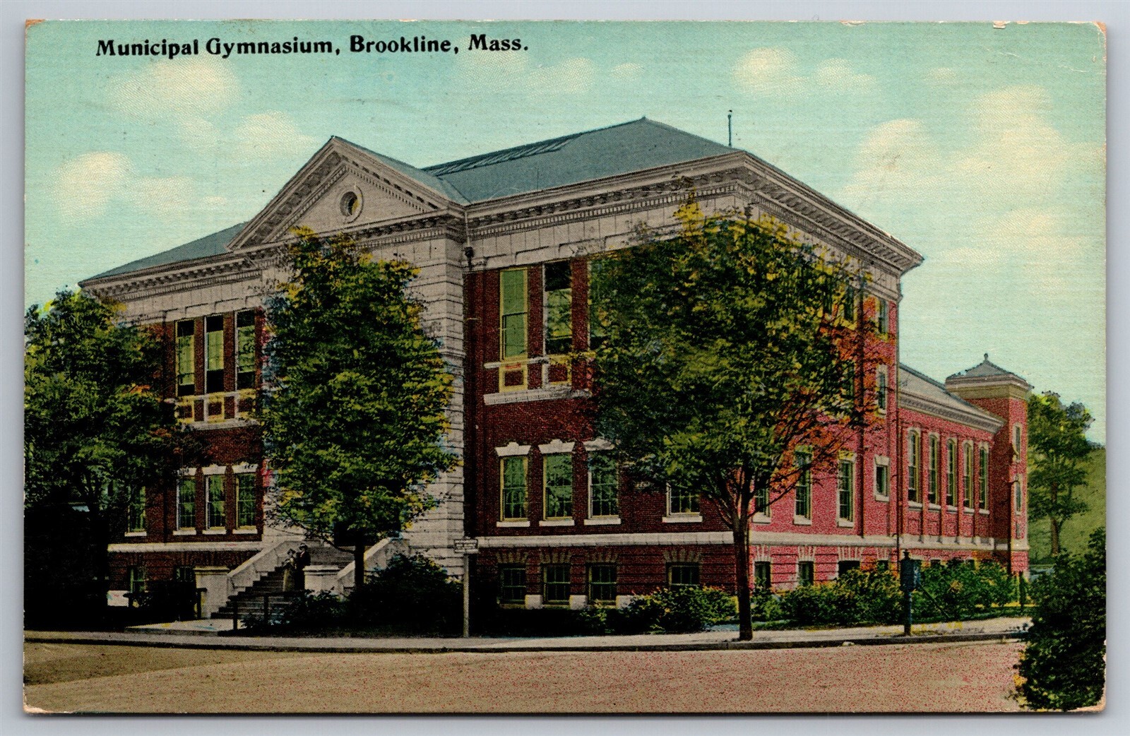 Municipal Gymnasium Brookline Mass C1912 DB Postcard P14