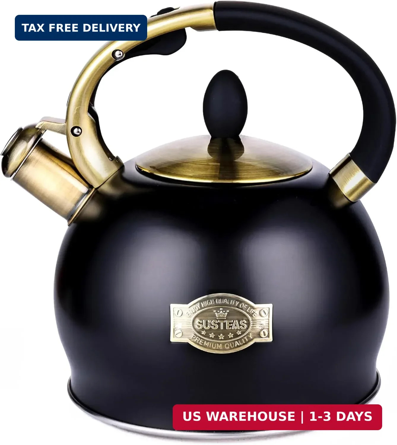 SUSTEAS Stove Top Whistling Tea Kettle - Food Grade Stainless Steel Teakettle Te