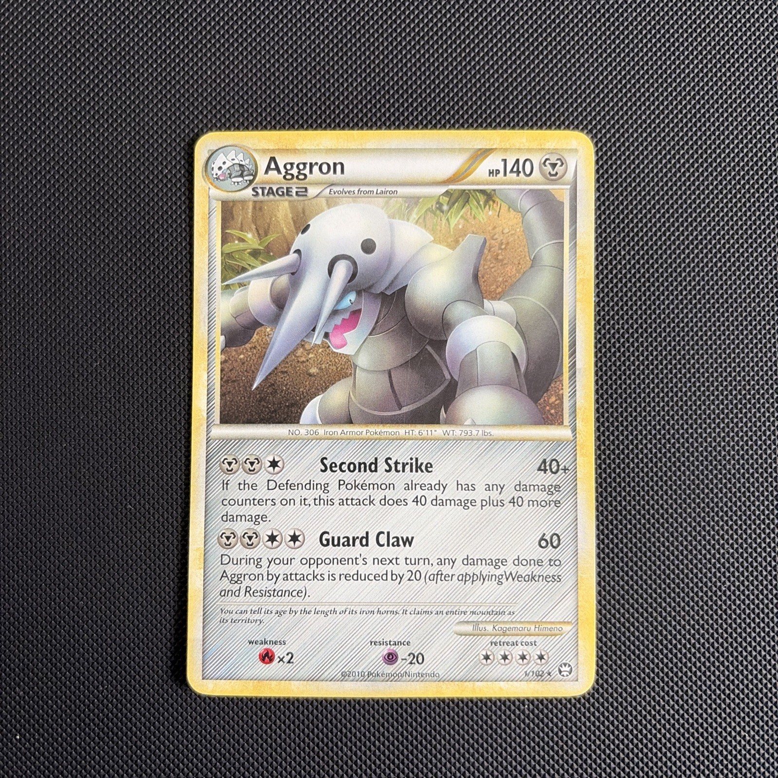 Pokémon TCG Aggron 1/102 - English HGSS Triumphant Holo Rare [MP condition]