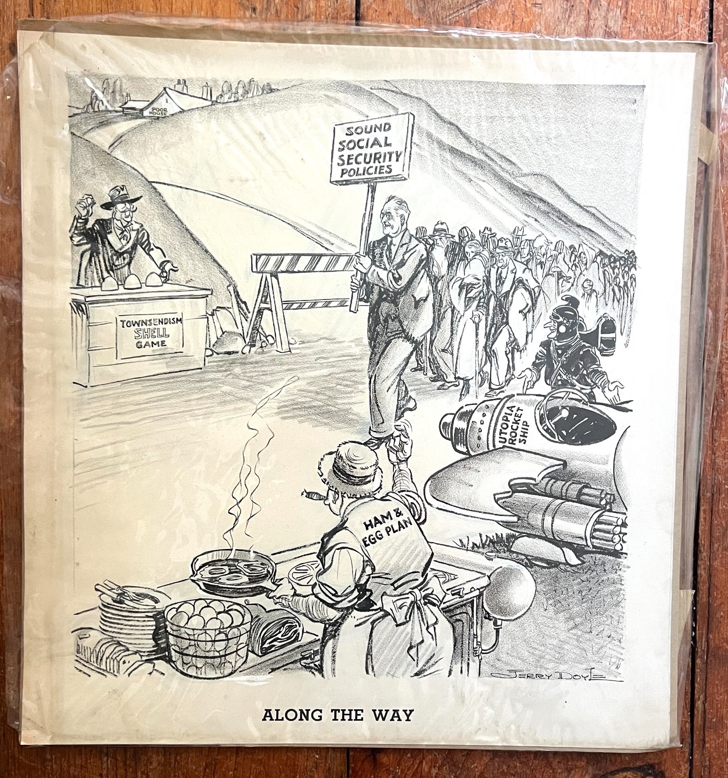 Original 1930s Jerry Doyle Political Cartoon 