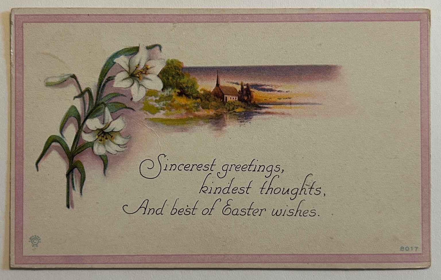 Vintage Easter Lilies Church Waterfront Postcard - Newmarket NH Vintage Easter Lilies Church Waterfront Postcard - Newmarket NH