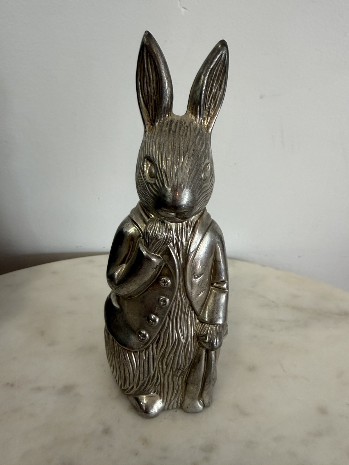 Vintage Peter Rabbit Silver Metal Coin Bank F. Warne & Co Godinger