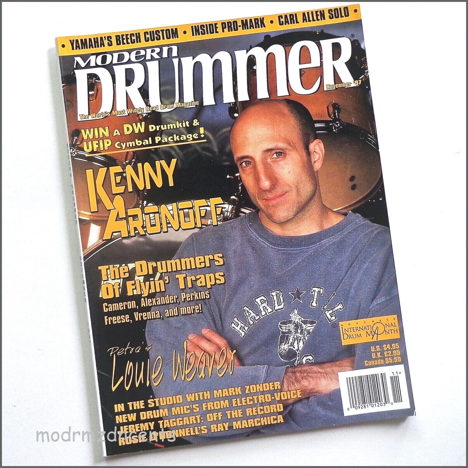 MODERN DRUMMER - Nov 1997 - KENNY ARONOFF + Cameron Perkins Freese & Vrenna