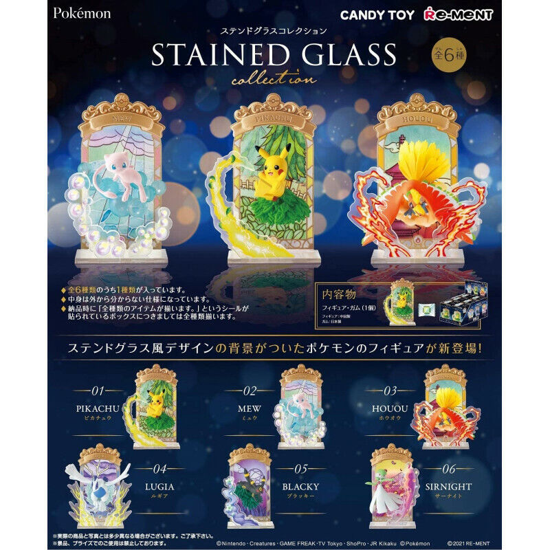 Pokemon Stained Glass Collection; Pikachu, Ho-Oh, Lugia, Umbreon, Mew, Gardevoir