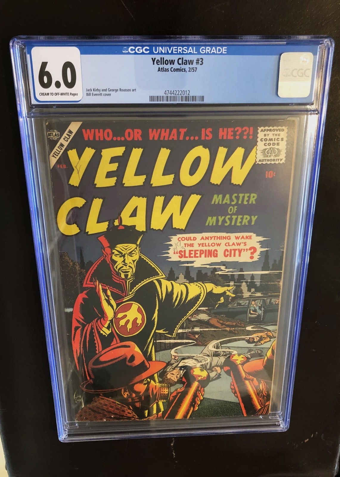 Yellow Claw #3. CGC 6.0. Master of Mystery. The Sleeping City. 1957.