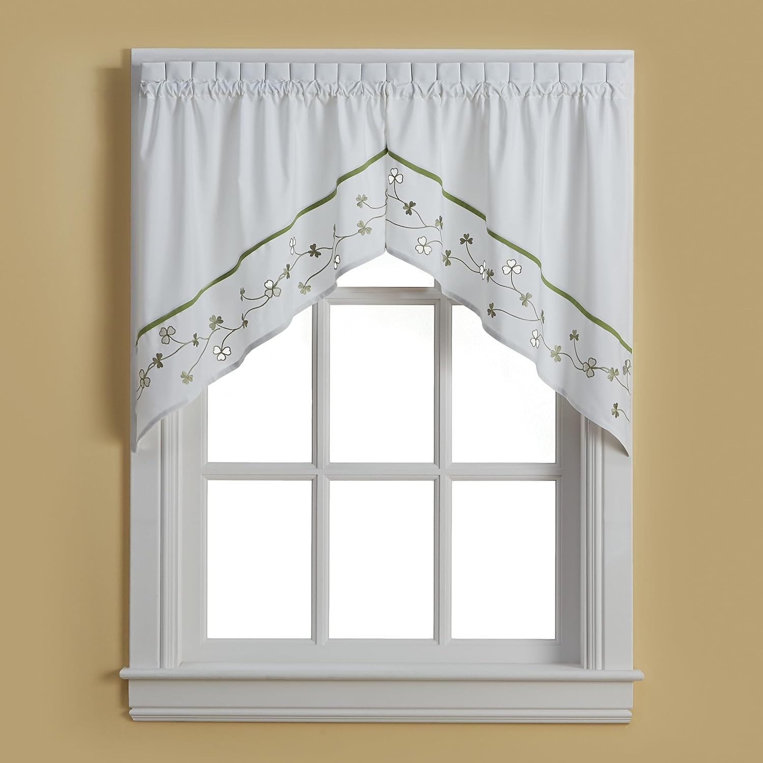 CHF Clover Kitchen Curtains, Swag Pair, Green
