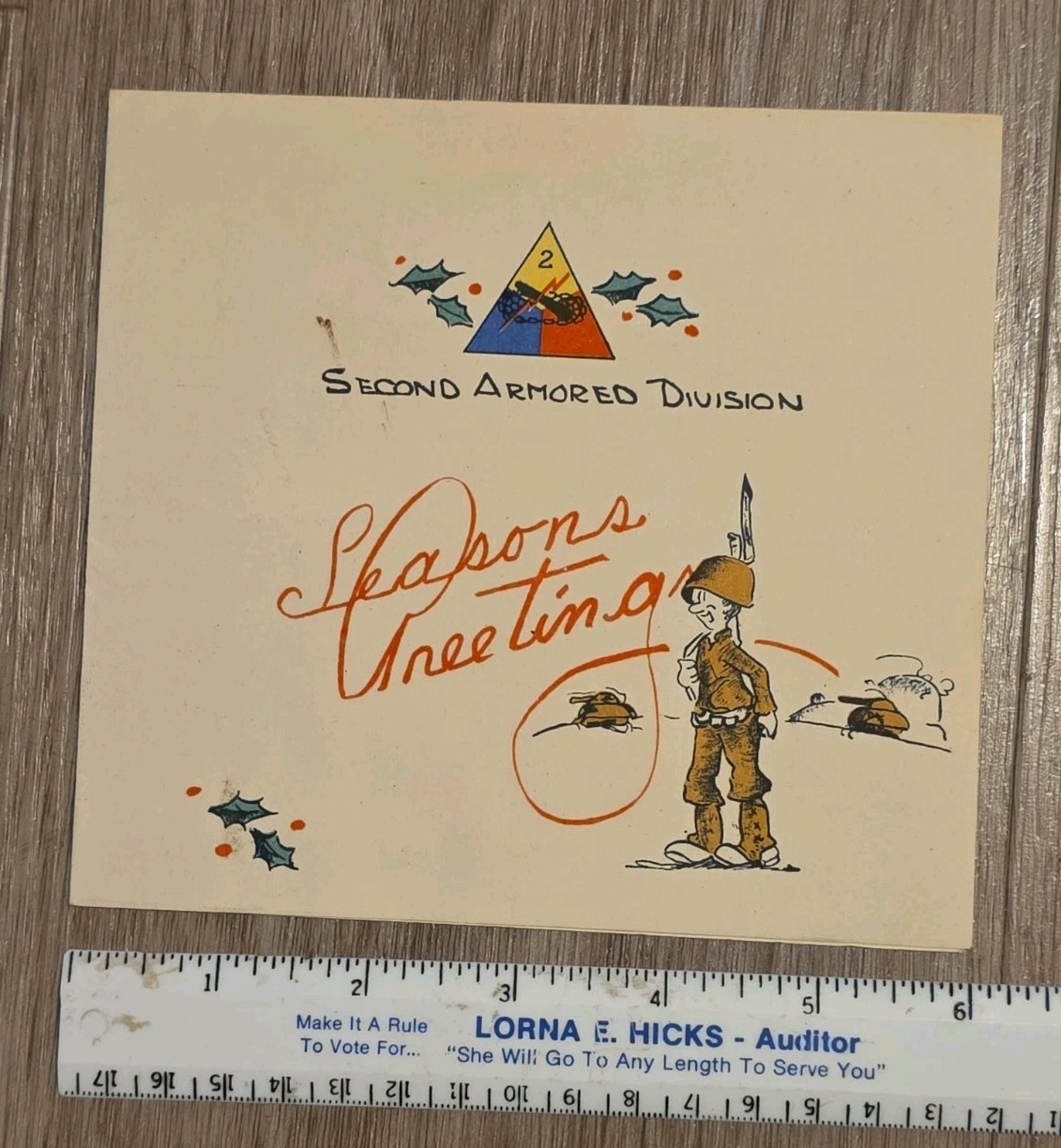 VTG Nov 11, 1944 WW2 Army 2nd Armored Division Greeting Card 