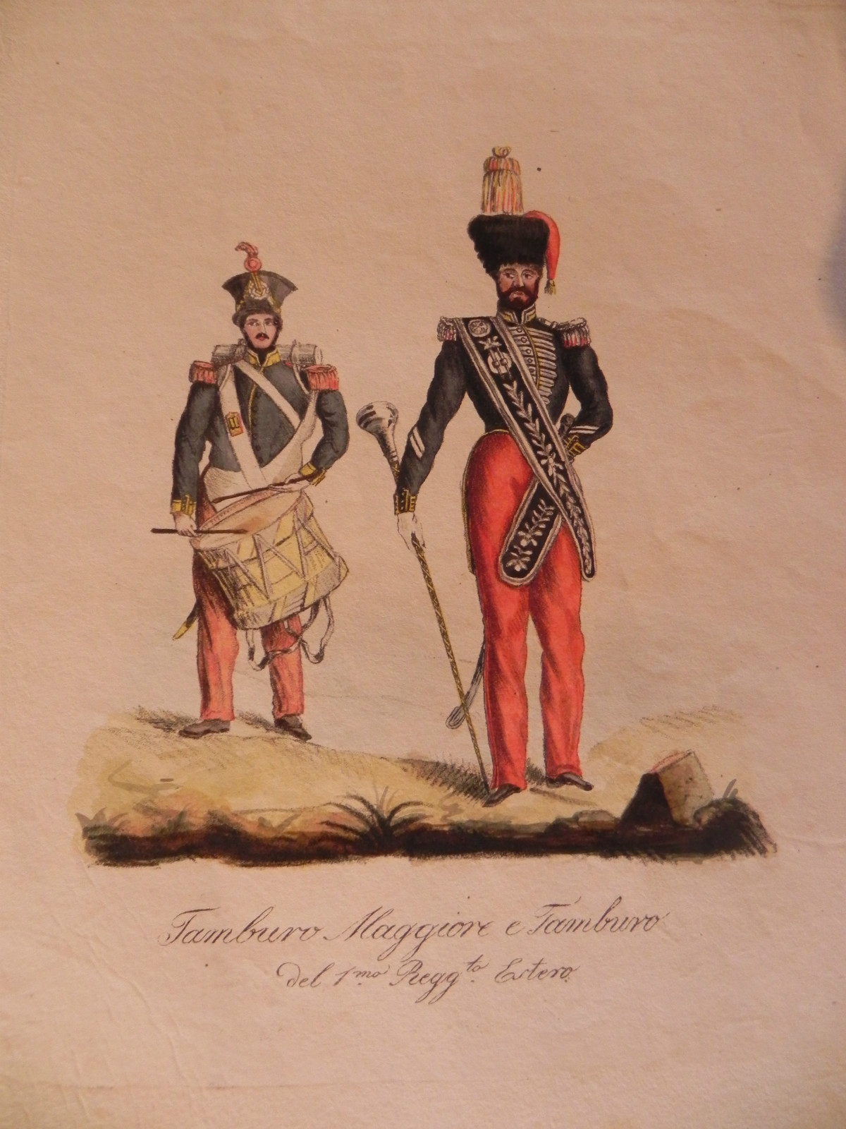 M Pontifical Army State Church Troops Major Drum Lithograph