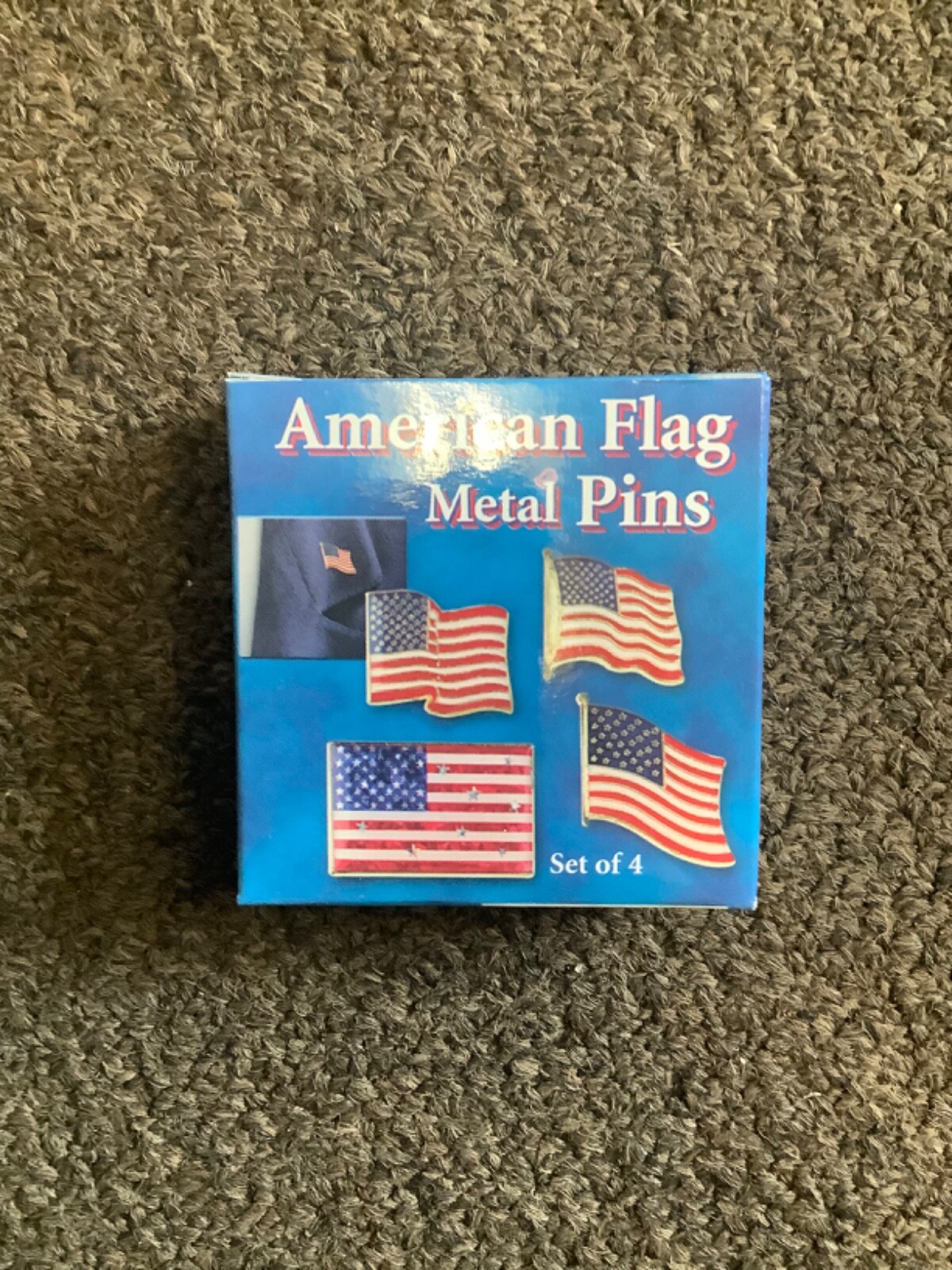 4*American Flag Metal Pins Gold Pierced Back  Patriotic Lapel 4 styles