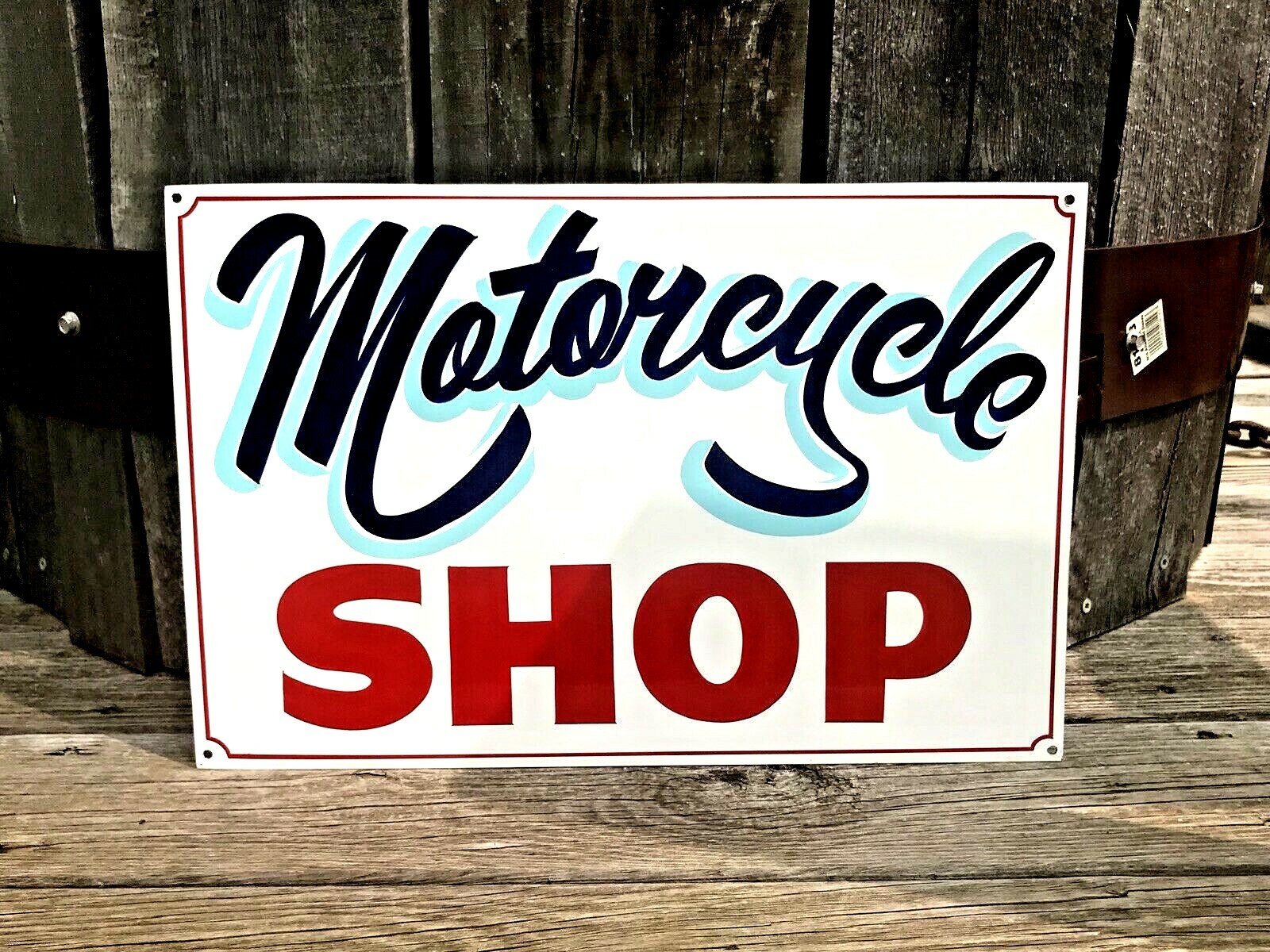 Hand Painted MOTORCYCLE SHOP Sign Harley Chopper Indian Ducati Bike Repair Art