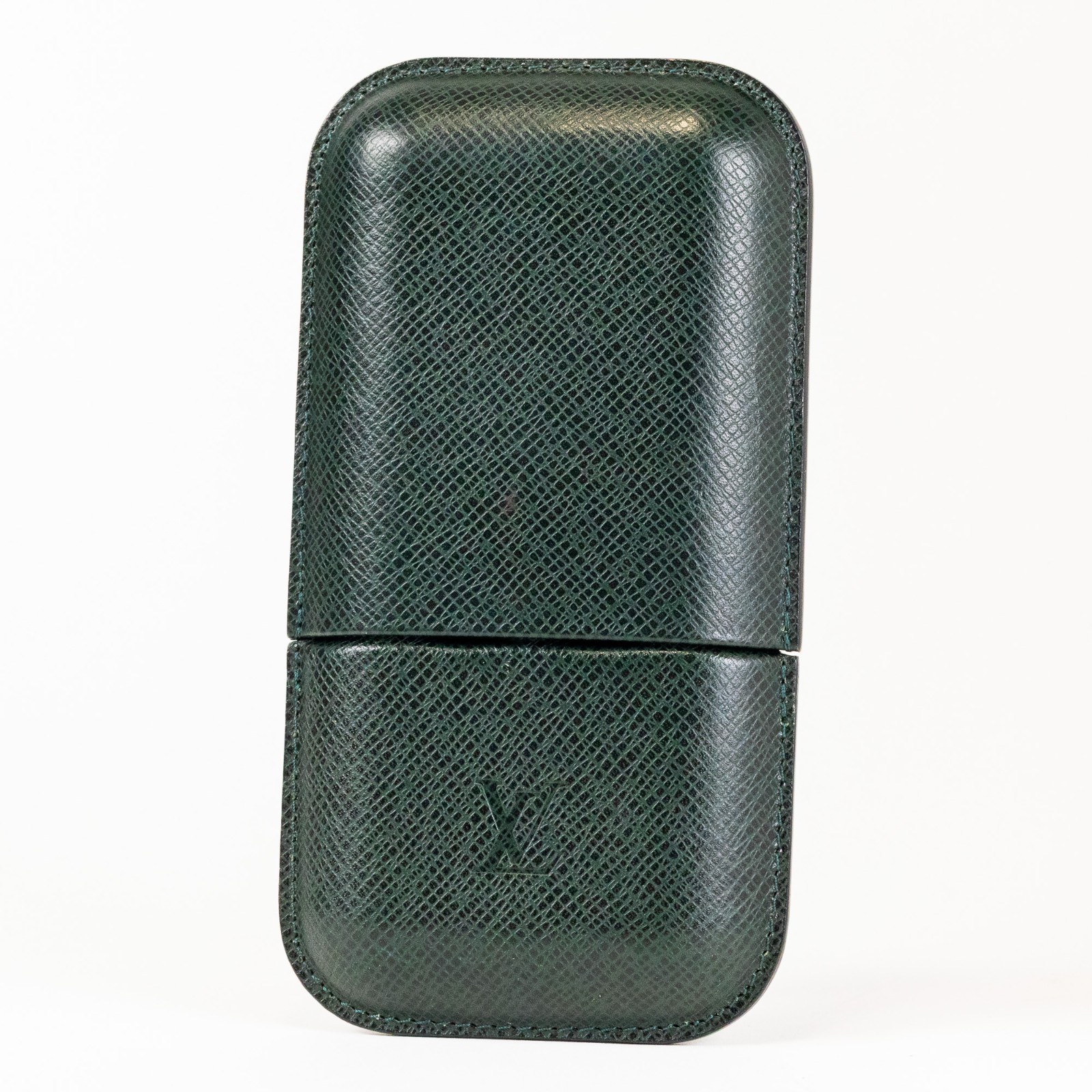 Louis Vuitton Cigar Case Taiga M30724 Etui 3 Robustos Green Leather Vintage Rare