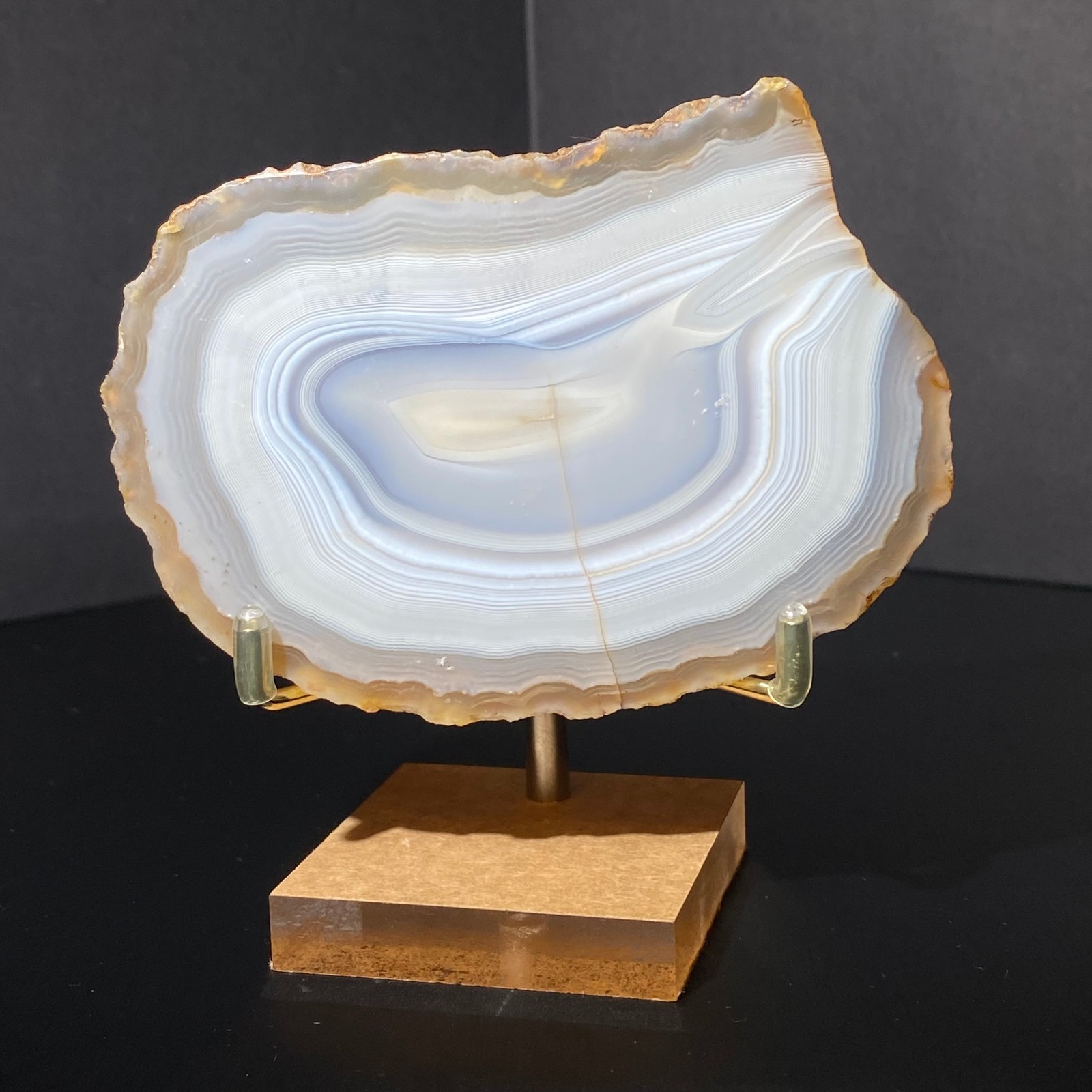 217G Rare Crazy Banded Lace Agate Crystal Polished Slice Mexican Healing
