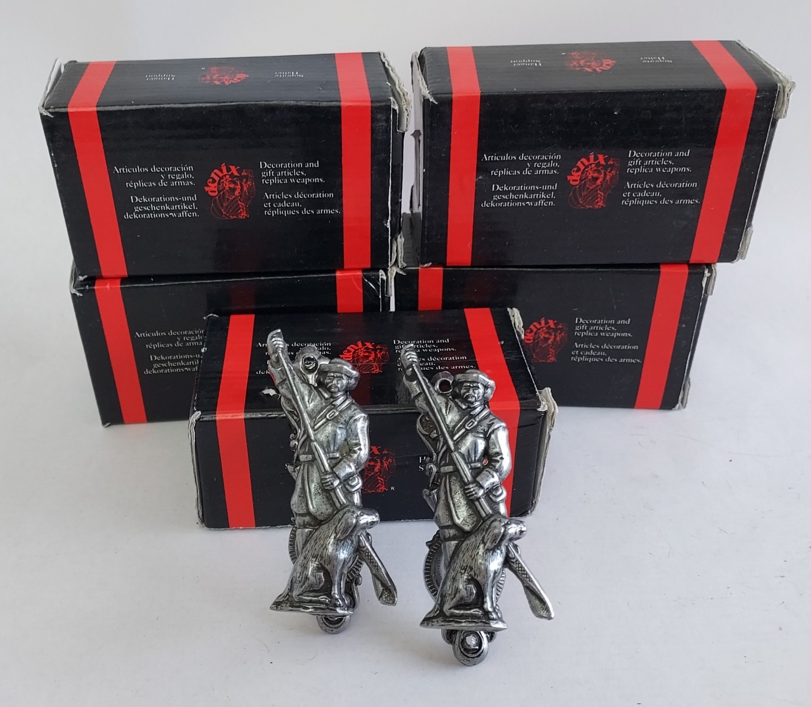 LOT OF 5 Denix Sword Pistol or Gun Hangers Huntsman Soldier Dog Hound~Silver~NEW
