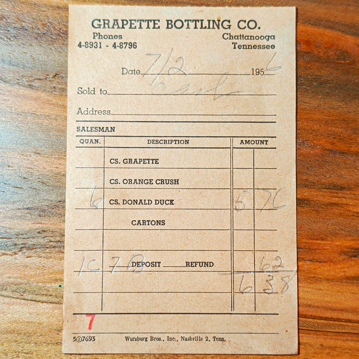 Grapette Bottling Co. 1956 Soda Donald Duck Chattanooga TN