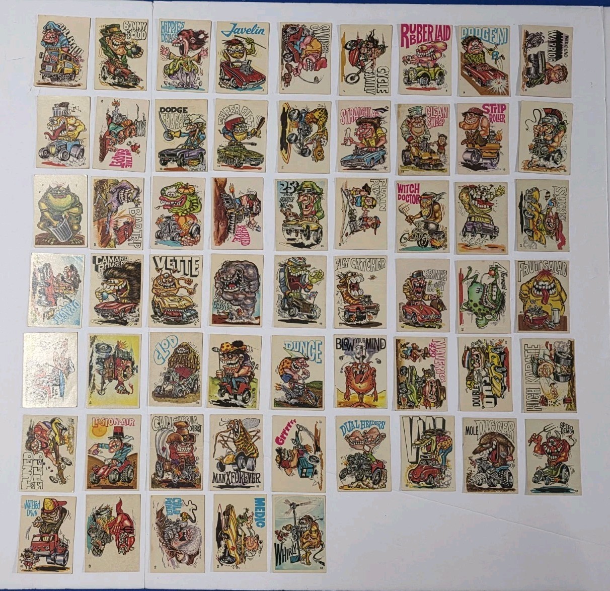Vintage Donruss 1970 Odder Odd Rods Sticker Cards Lot Of 59 **New Top Loaders**