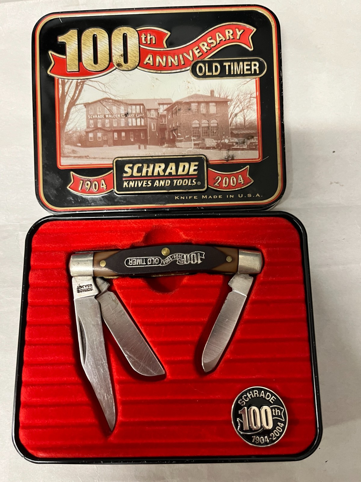 Schrade Old Timer 34OT 100th Anniversary (1904-2004) Stockman Folding Knife USA