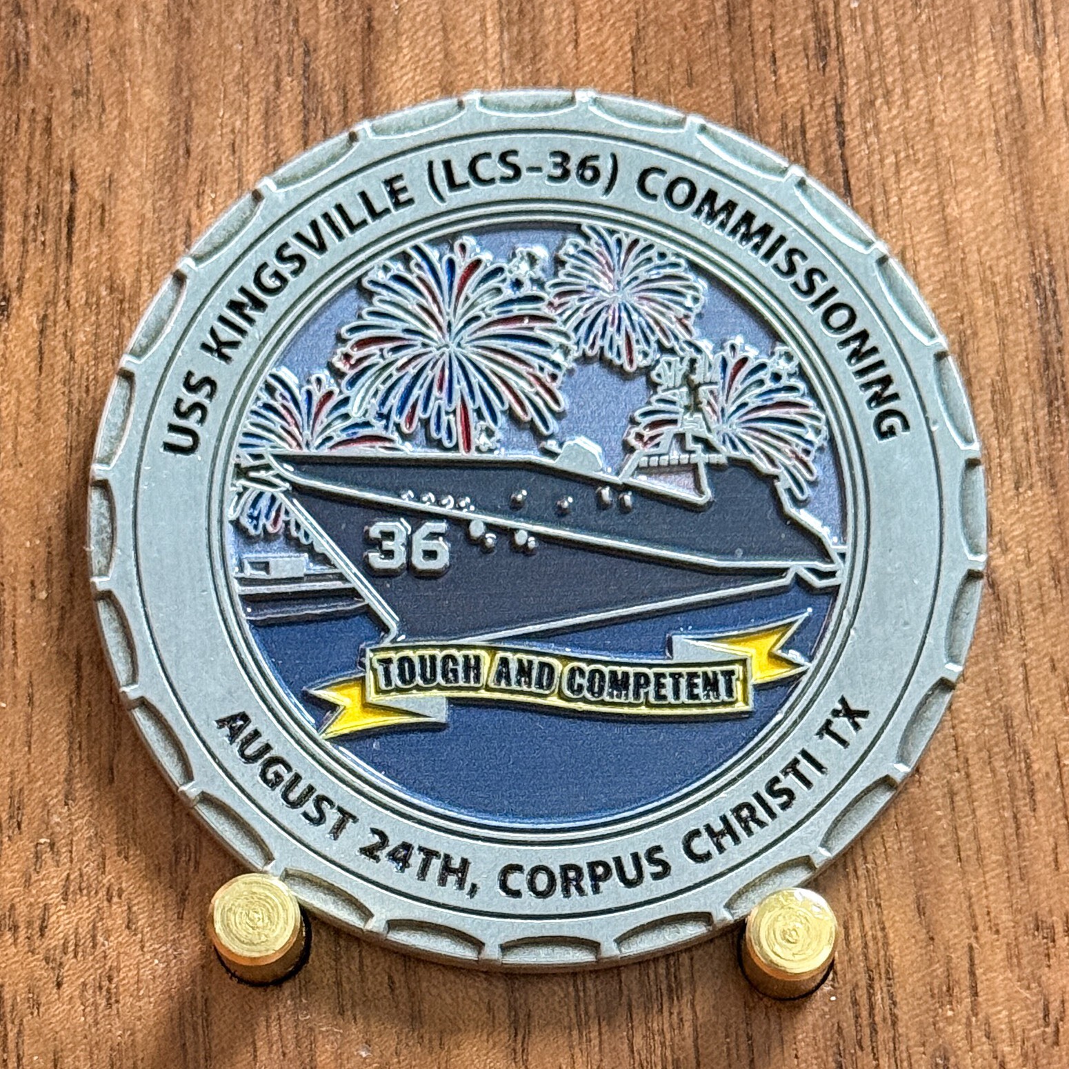 USS Kingsville LCS-36 Navy Warship Enamel Challenge Coin  W#9