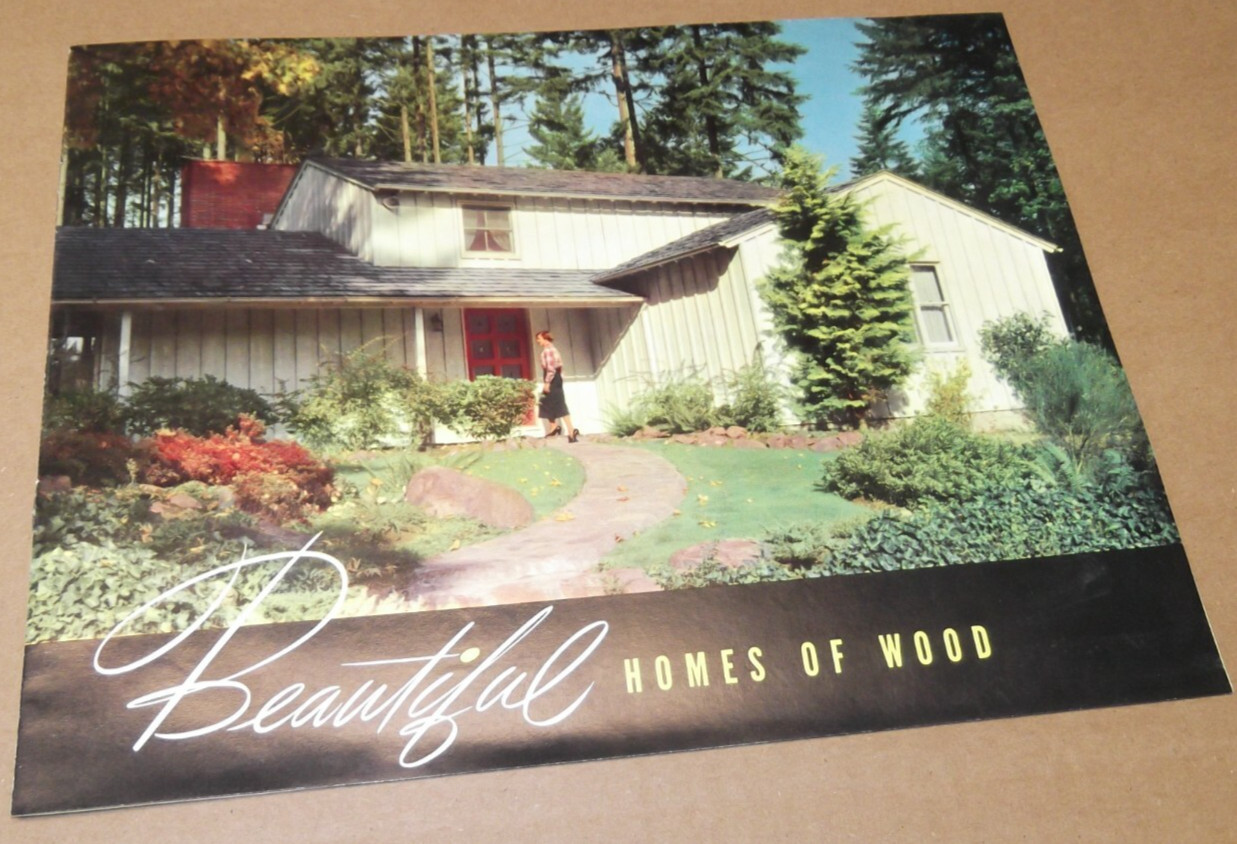 1953 Beautiful Homes of Wood Brochure Interior Exterior Home Design Vintage