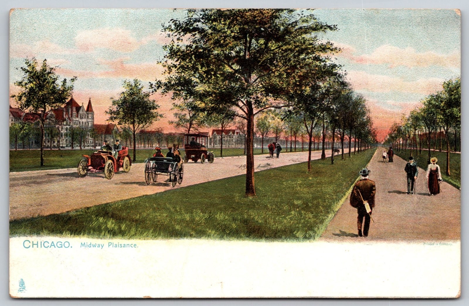 Chicago Illinois Midway Plaisance Street View Cars Raphael Tuck Postcard PC273