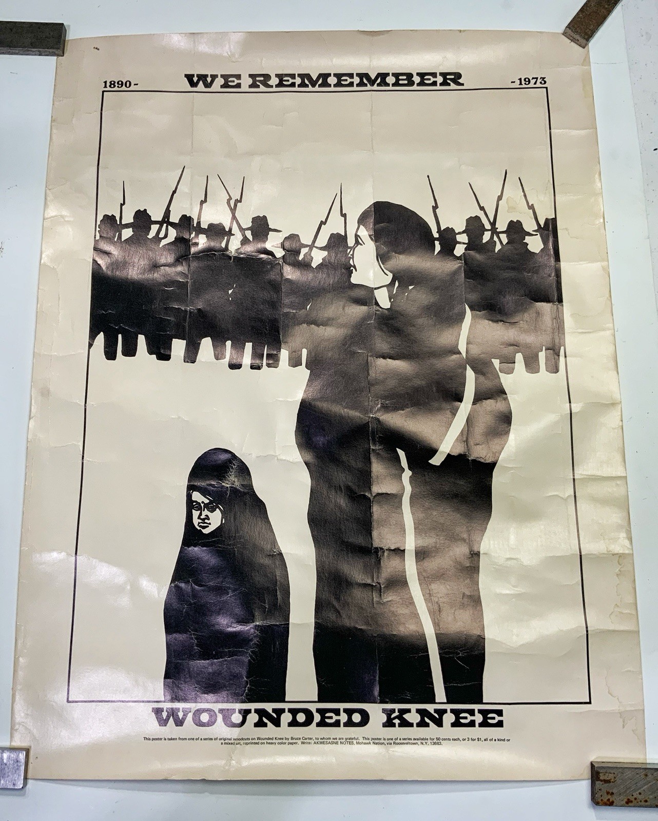 Remember Wounded knee 1890- 1973 poster Bruce Carter Mohawk nation