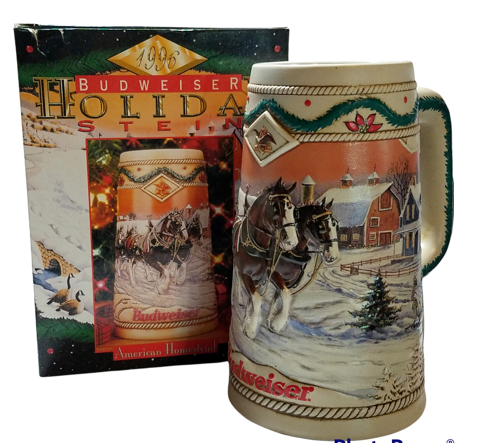 Budweiser 1996 Bud Holiday Stein Christmas Beer Mug Series Tradition CS273