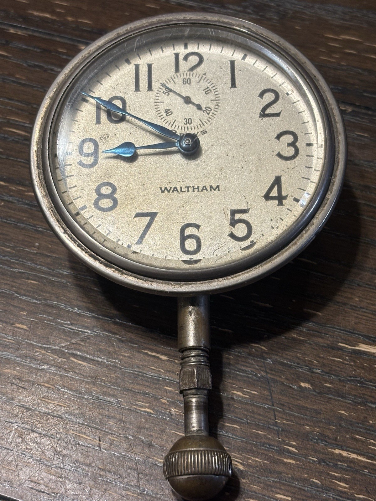 1914 WALTHAM Antique Vintage Car Clock 8-day Automobile With Mounting Screws