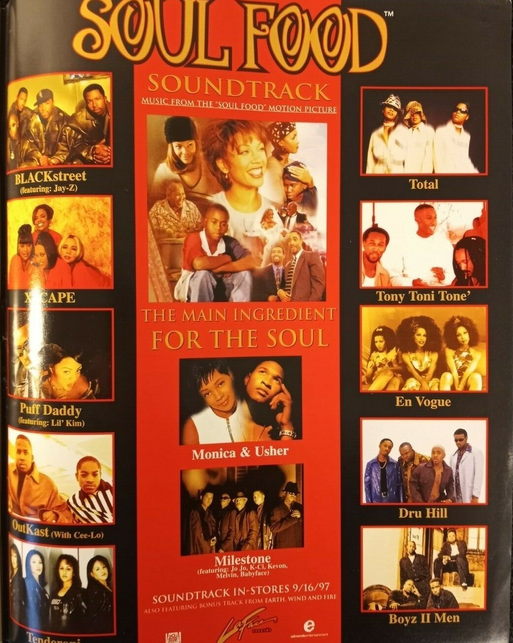 1997 SOUL FOOD SOUNDTRACK Puff Usher Boyz ORIGINAL (UNFRAMED) magazine PROMO AD