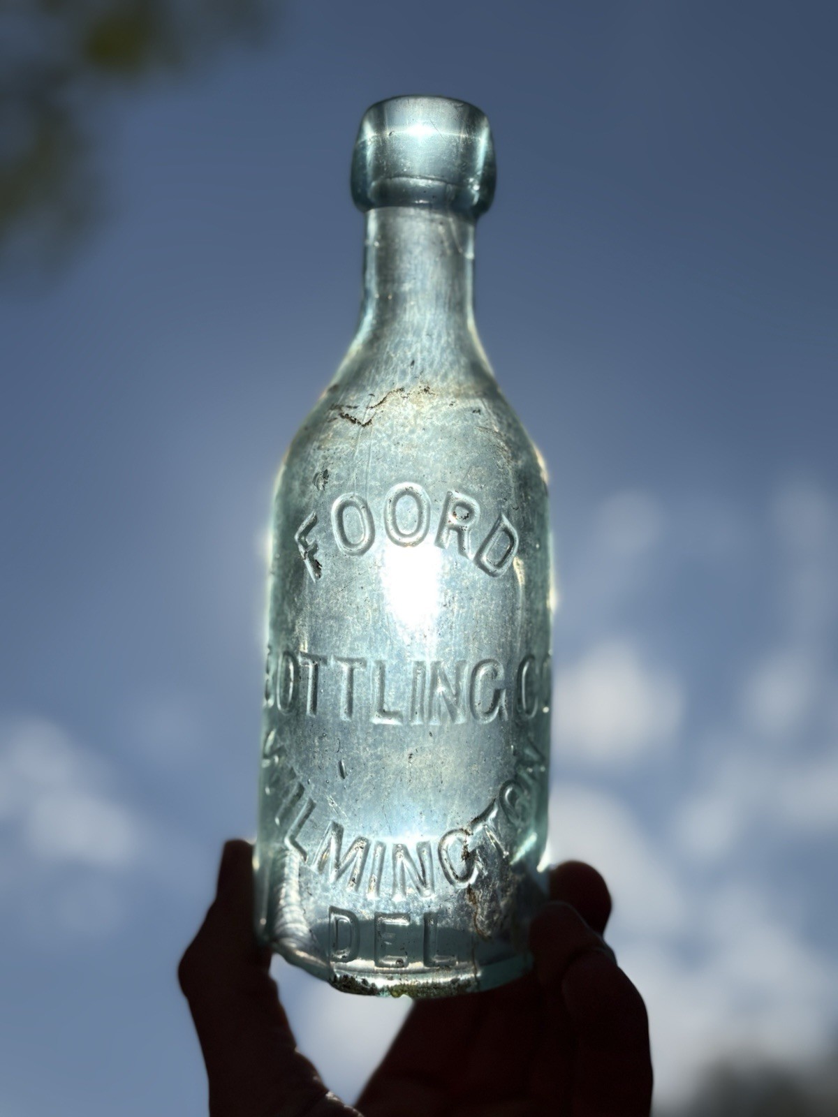 Wm. Foord Wilmington Delaware Blob Top Aqua Pony Bottle 1870s Antique Bottle