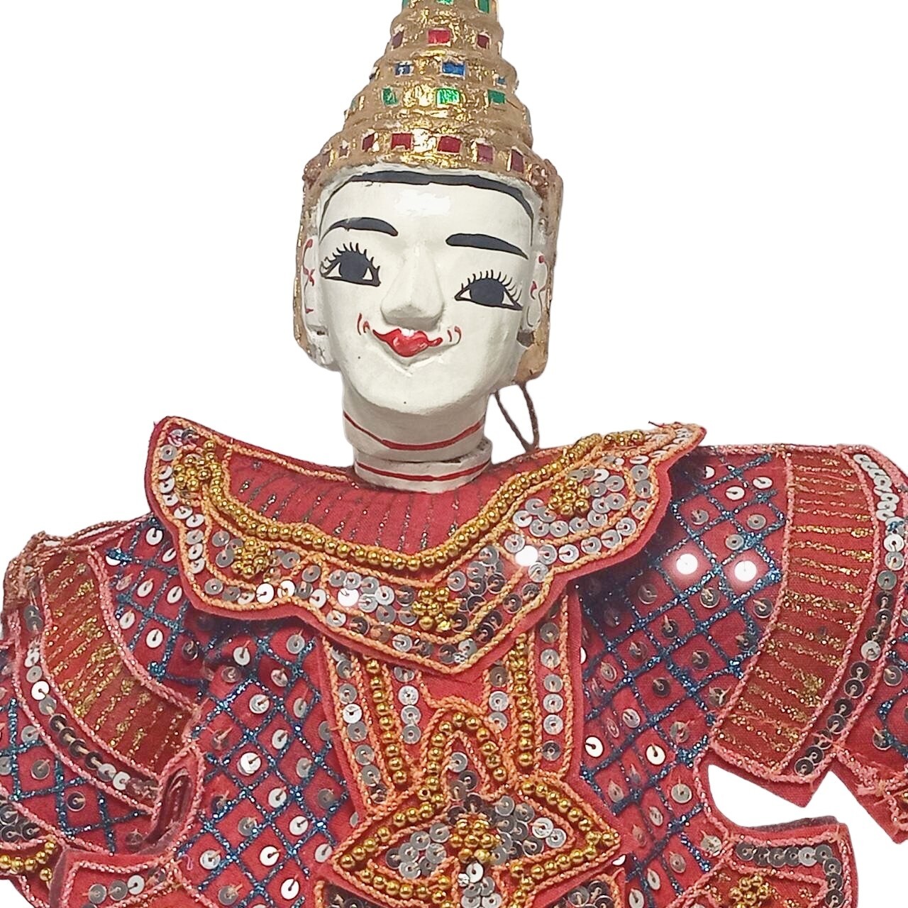 Vintage Burma Wood Marionette Puppet Handcrafted Traditional Dancer Figure Asia