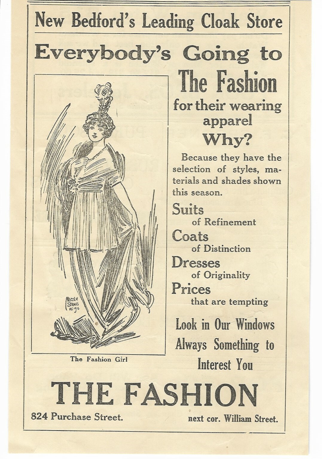 Antique 1900's Women's Clothes Store - New Bedford, MA - The Fashion - 1913 AD