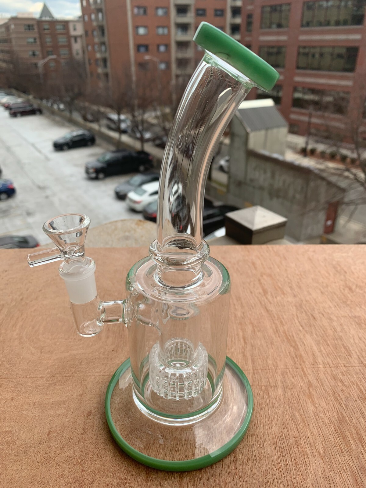 9\'\' Beautiful and Heavy Glass Water Pipe Bong Bubbler Hookah With Glass Bowl