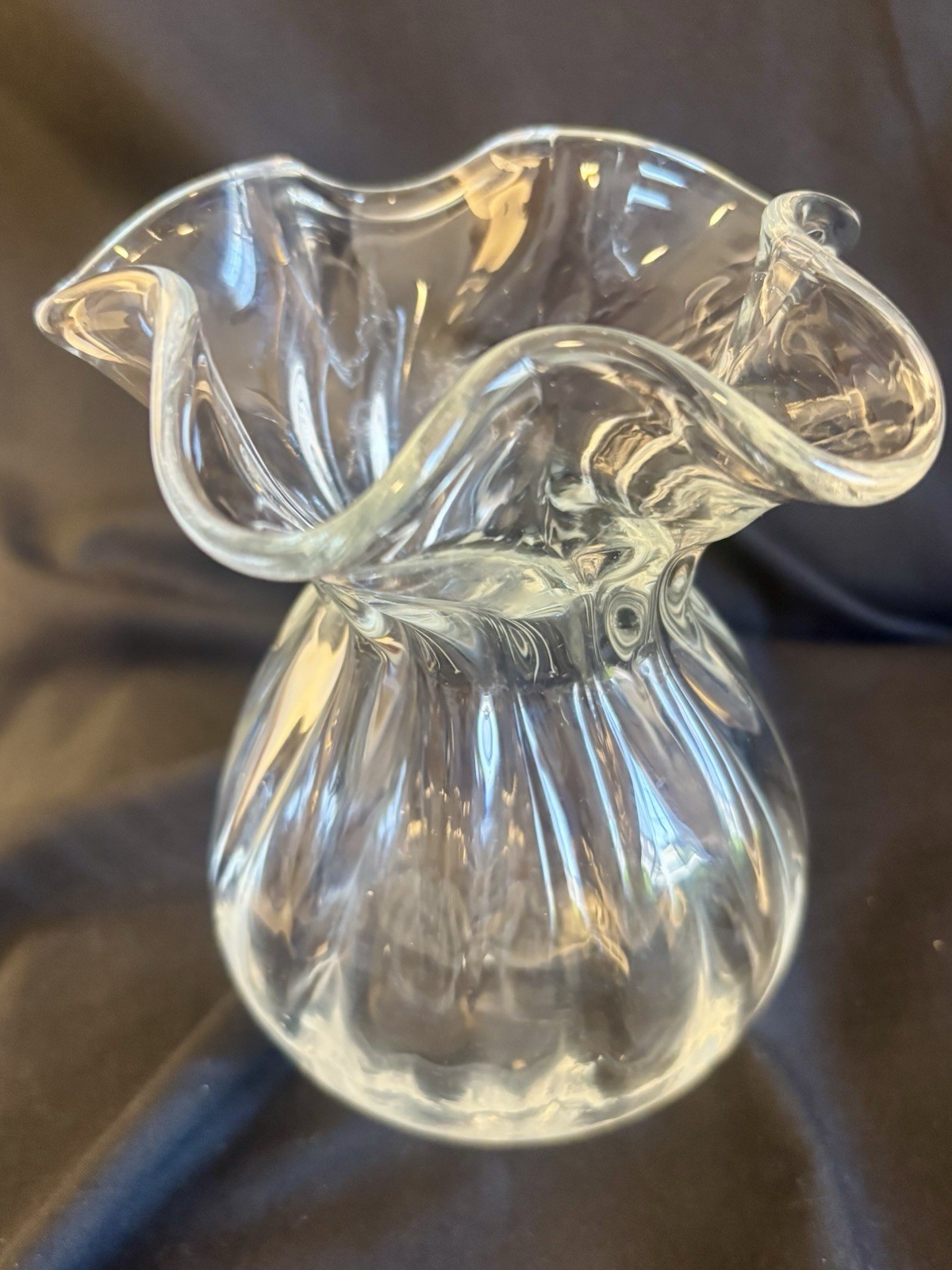 Vintage Barclay Two’s Company Ruffled Edge Handblown Vase