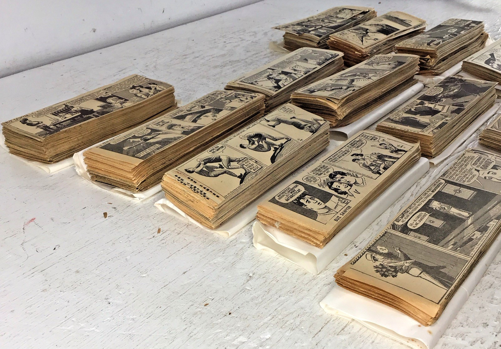 Vintage 1900's 14 Sets Of Newspaper Comic Strips Buz Sawyer