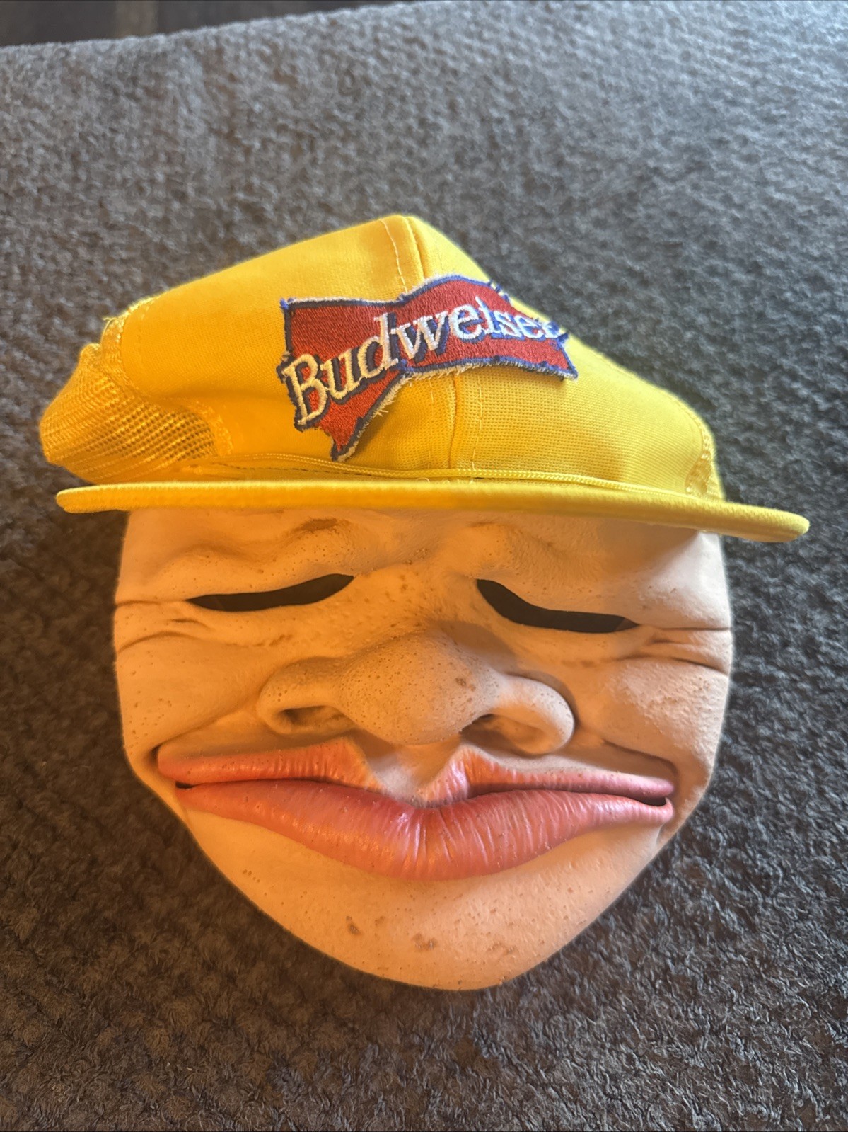 vtg halloween Ugly mask 1992 go be something studios snapback Hat Budweiser