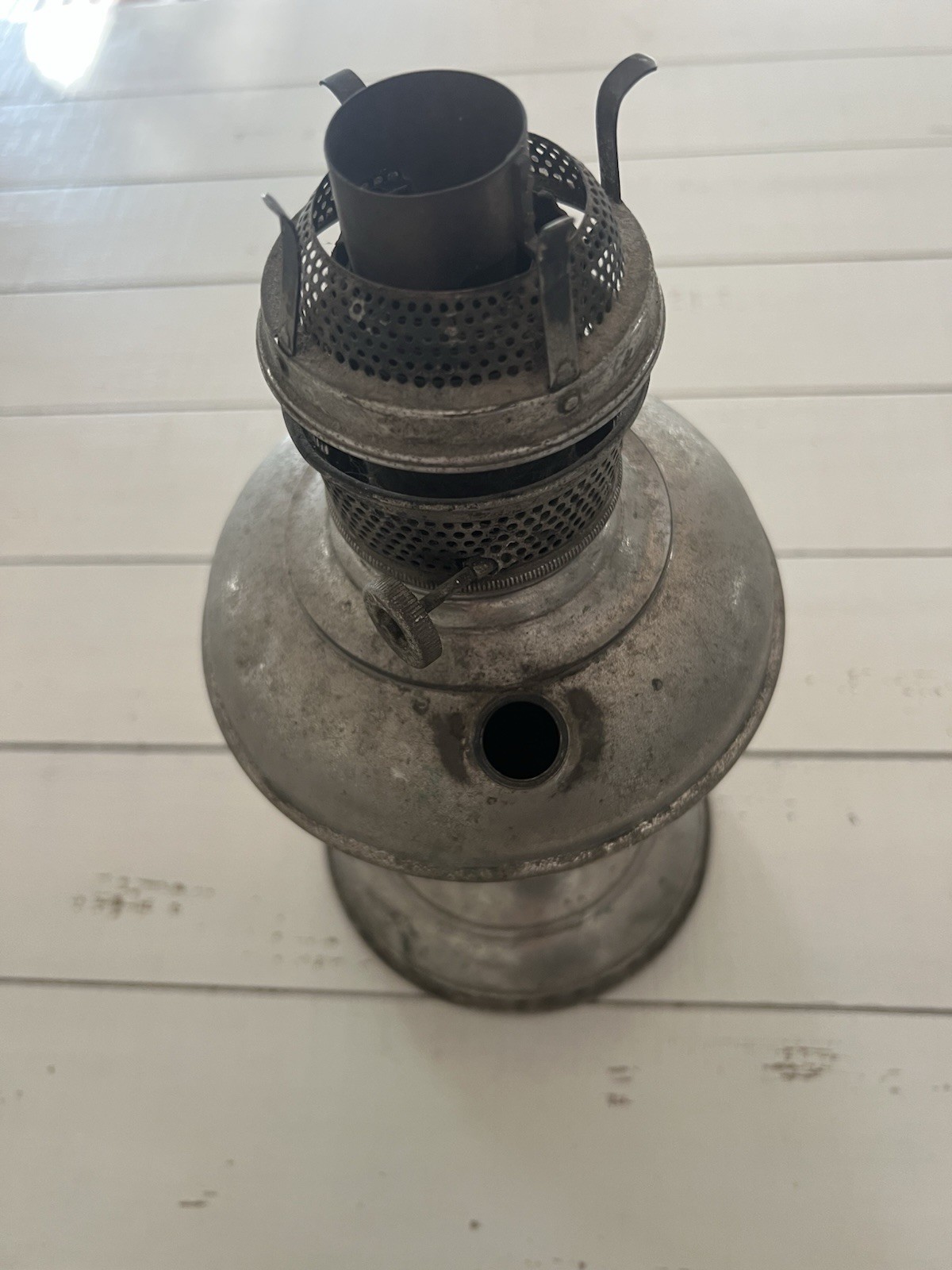 Vintage Made in USA Kerosene Lamp Burner Metal Base Farmhouse Lighting