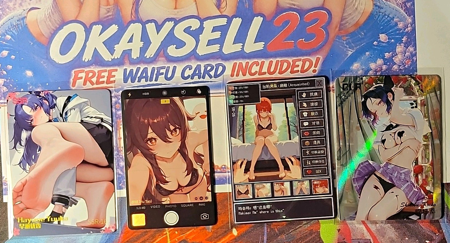 WAIFU SET OF 4 CARDS - Yuuka, Hu Tao, Makima, Shion + FREEBIE CARD WAIFU SET OF 4 CARDS - Yuuka, Hu Tao, Makima, Shion + FREEBIE CARD