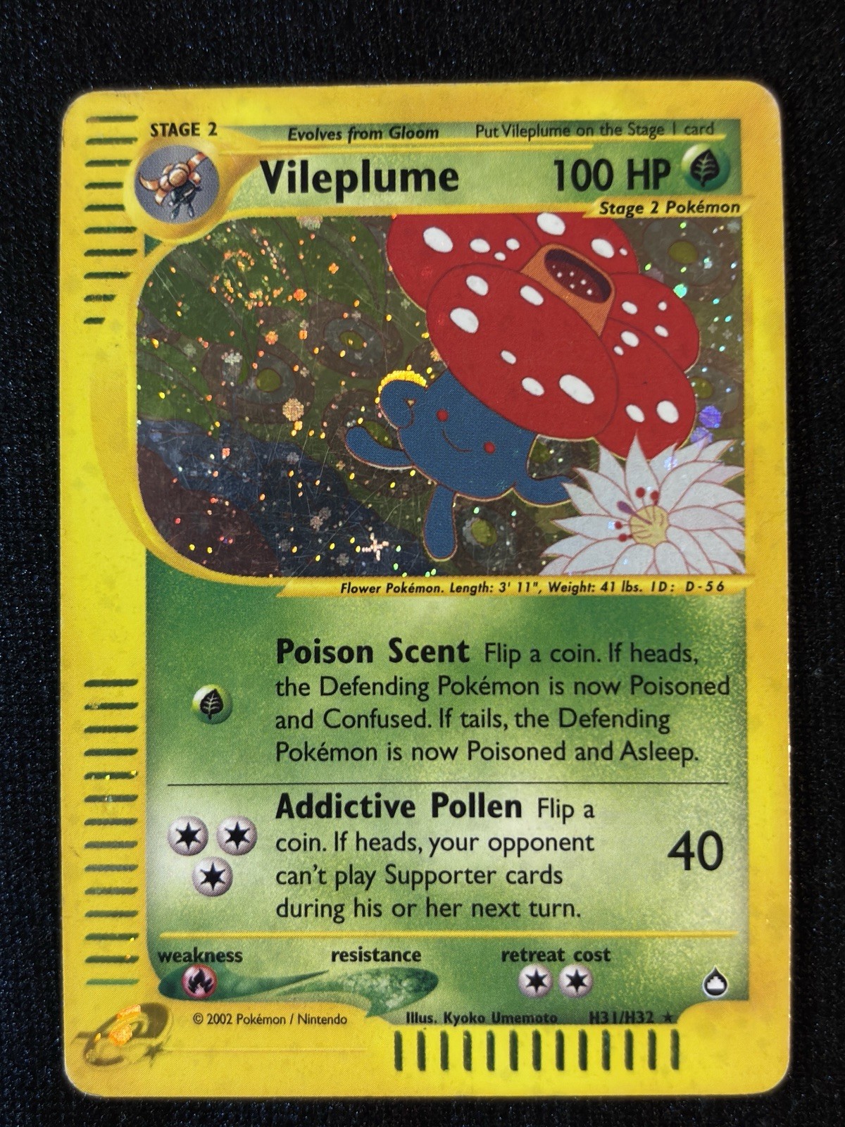 Pokemon Vileplume H31/H32 Aquapolis Rare Holo E-Reader Vintage ENG ⭐ Swirl