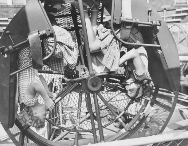 Eileen Seigh and Betty Smith ride the Looper at Rockaway s Playlan .. Old Photo