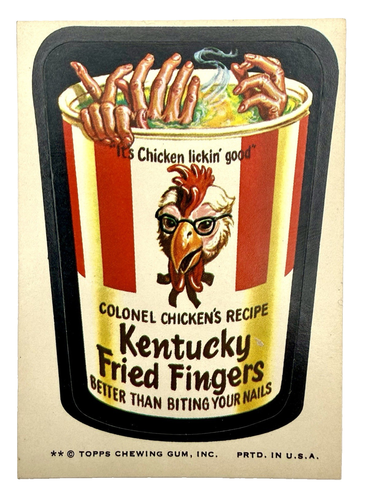 1974 Topps Wacky Packages 8th Series Kentucky Fried Fingers Sticker Tan Back