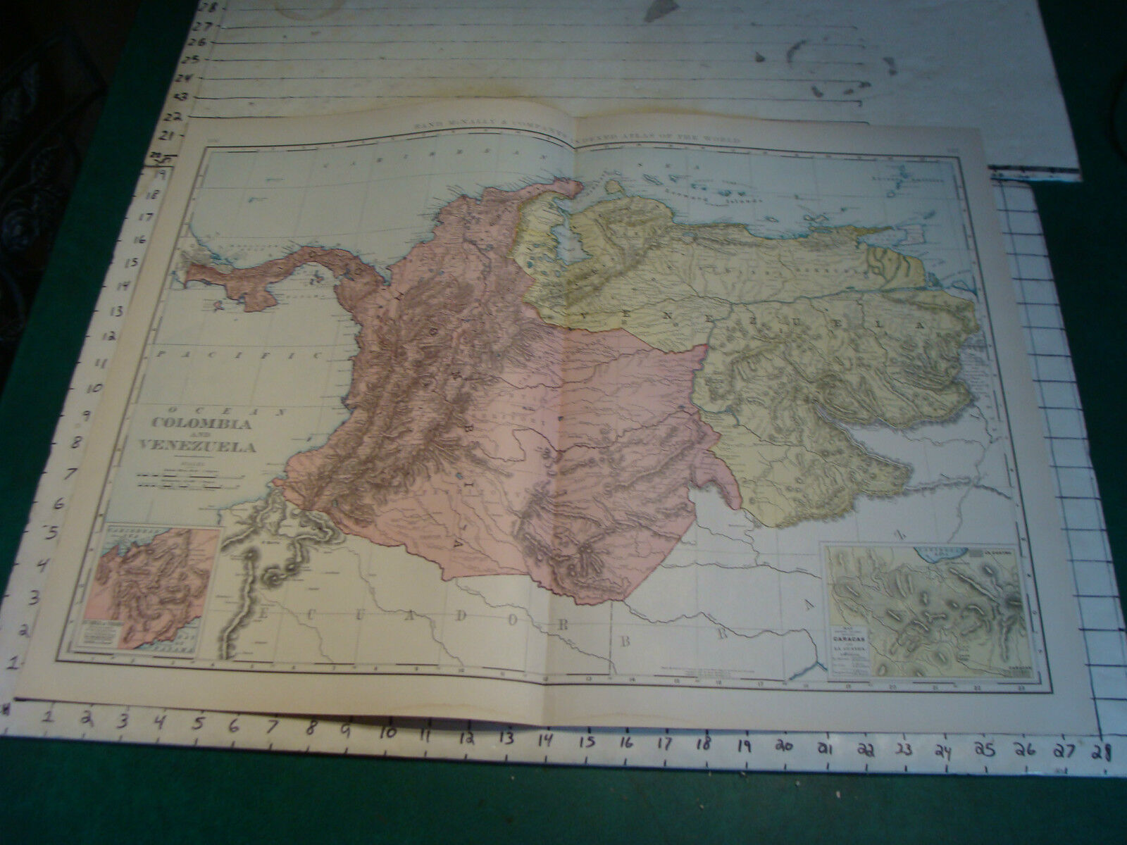 Vintage Original 1898 Rand McNally Map: COLOMBIA VENEZUELA, 28 x 21\