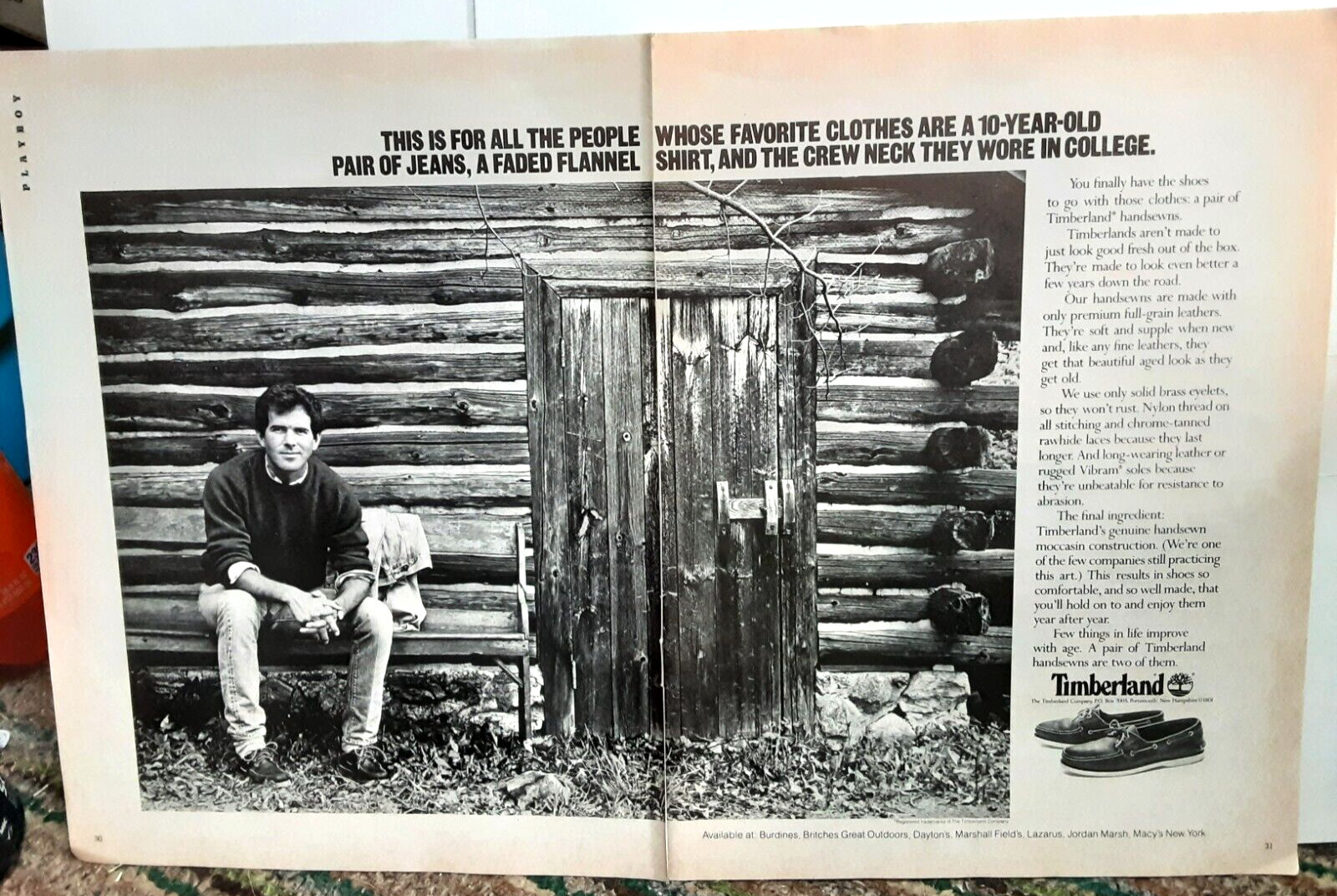 1984 Timberland Hand Sewned Shoes Original Print Ad vintage 80s