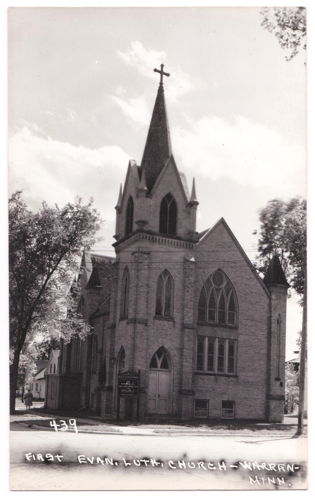 Warren MN Minnesota First Evangelical Lutheran Church 439 RPPC Postcard