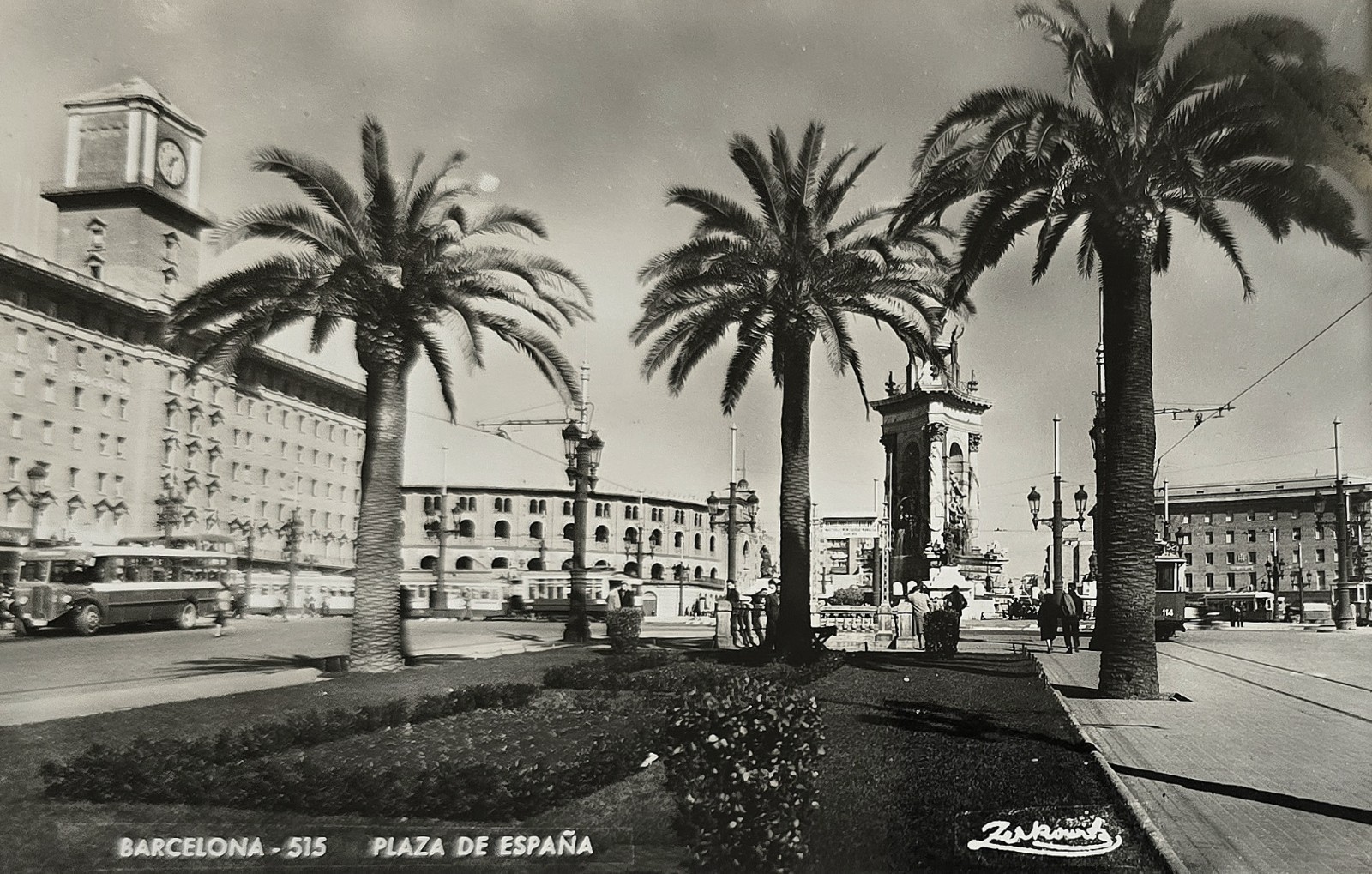 Barcelona Place de Espana 1960s old card pc cpa postcard