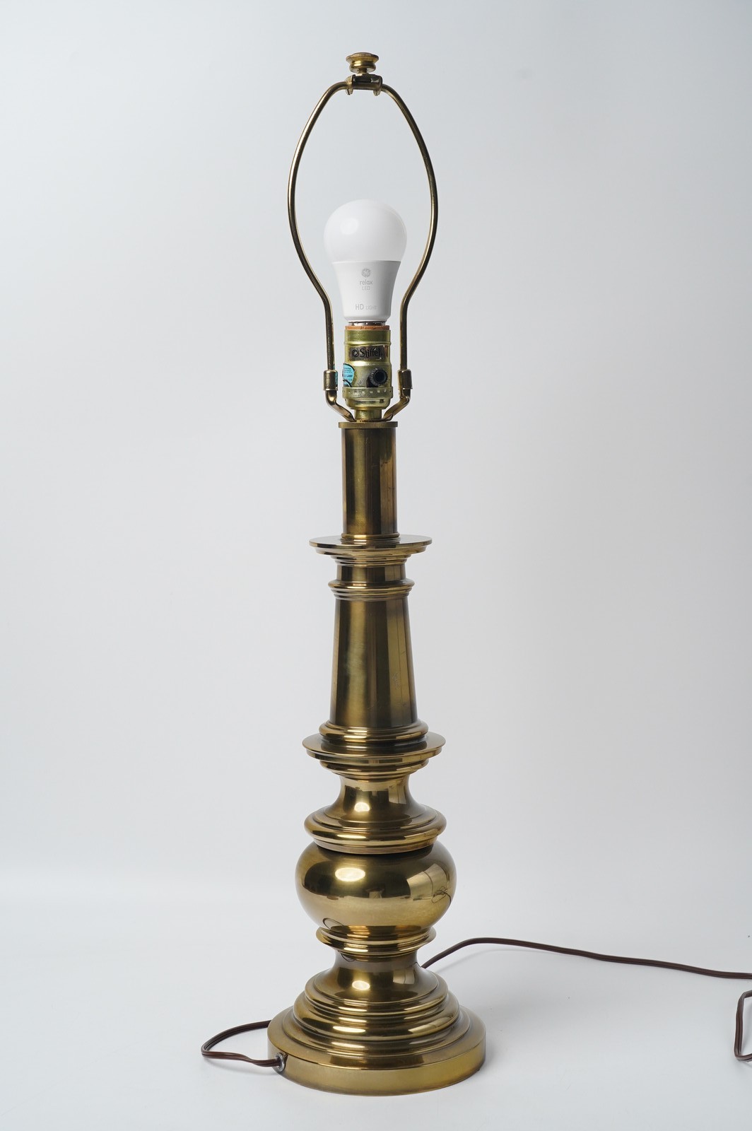 Vintage Stiffel Brass Table Lamp Trophy Urn Column Candlestick 27.5\