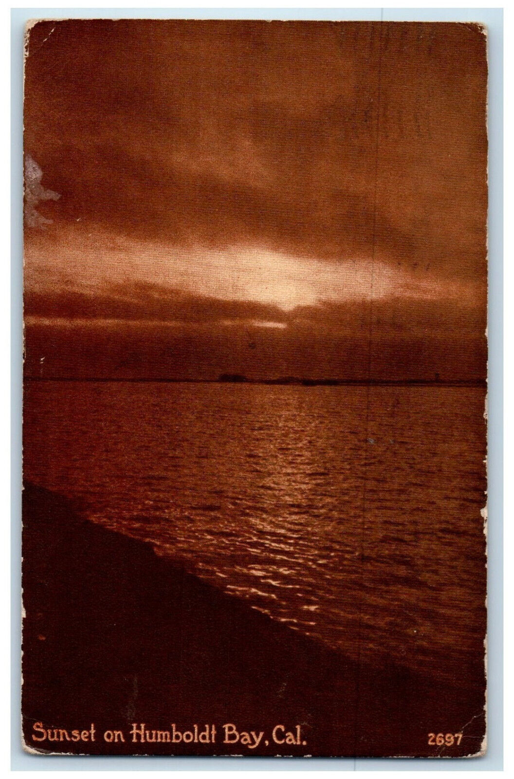 1914 Scenic View Of Sunset On Humboldt Bay Eureka California CA Antique Postcard