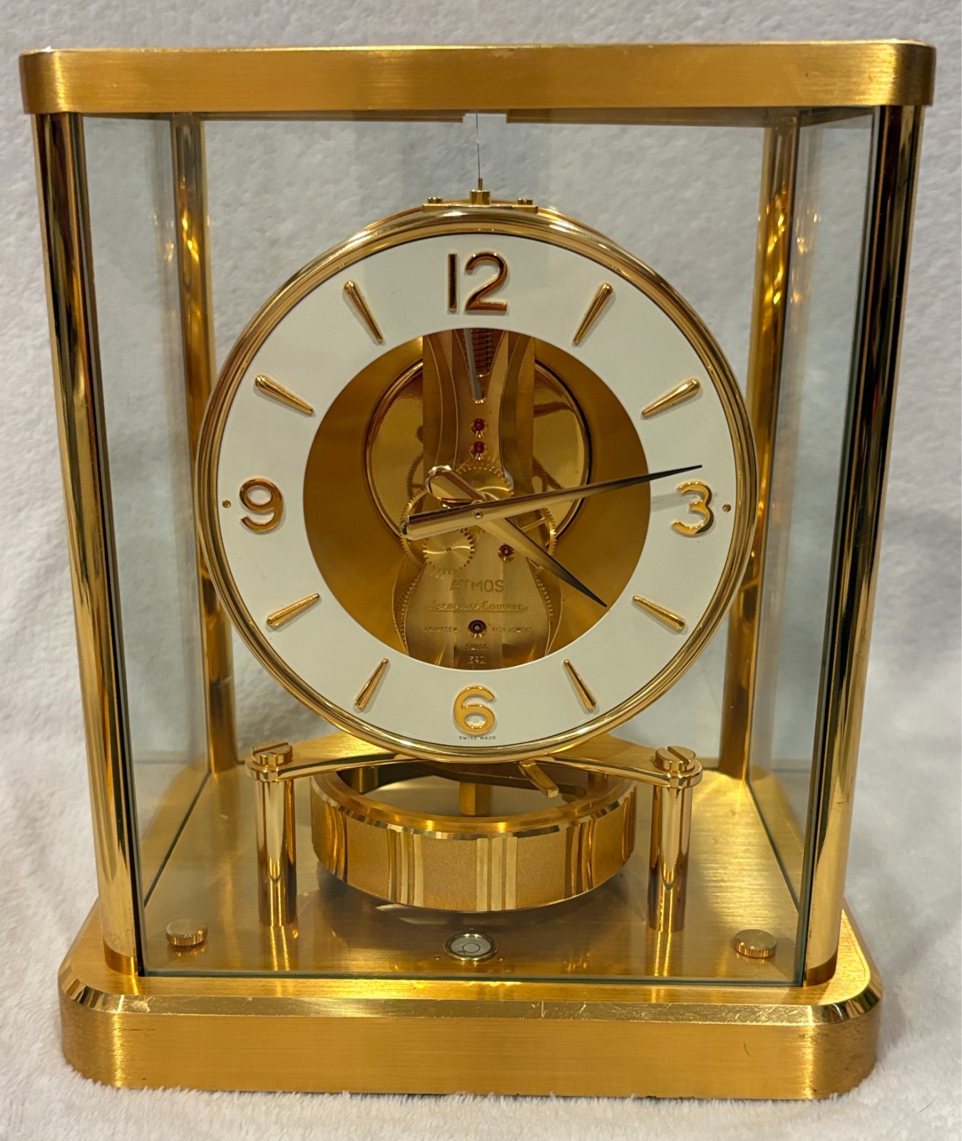 Jaeger-LeCoultre Atmos Clock Cal 540 c.1990 Running Gold White Dial